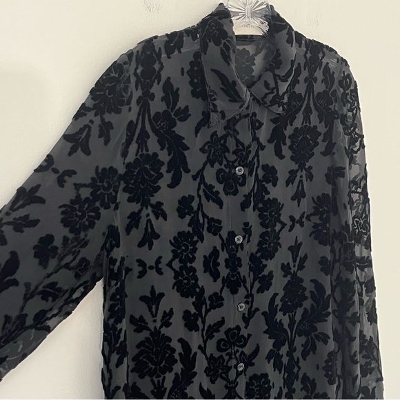 Johnny Was 4 Love & Liberty Floral Adela Silk Blend Velvet Burnout Shirt Tunic - Picture 5 of 16